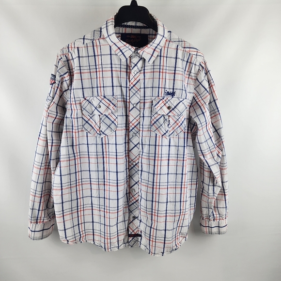 Disney Twenty Eight & Main Street Mens Pearl Snap Long Sleeve Shirt XL Plaid - Picture 1 of 11